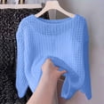 thumbnail image 3 of vigerkar Crochet Crop Top Long Sleeve Mesh Fishnet Summer Cover Ups | See Through, Swim Coverups Shirt,Beach,Vacation (Blue, XS), 3 of 4