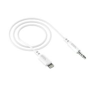 onn 3ft Lightning to 3.5 mm Audio AUX Cable, MFI Certified, White - Compatible with iPhone 14/13/12/11/X/XR/XS/8/7/6/5, iPad, and more