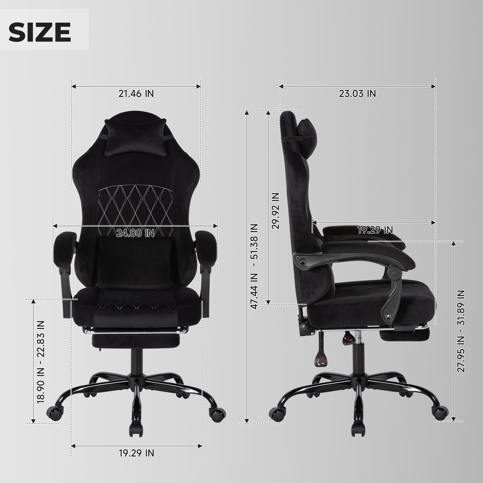 Leumius Ergonomic Gaming Chair,High Back Office Desk Computer Chair with Lumbar Support and Height Adjustable Headrest Backrest,Black