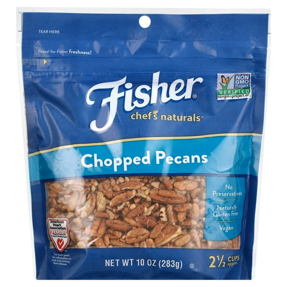 Fisher Chef's Naturals Gluten Free, No Preservatives, Non-GMO Chopped Pecans, 10 oz Resealable Bag