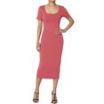 thumbnail image 1 of TheMogan Robe Midi Moulante Crayon en Coton Extensible à Manches Courtes et Encolure Carrée pour Femmes P-TG, 1 of 6