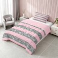 thumbnail image 2 of Homewish Pink Gray Stripe Twin Comforter Sets for Girls, Glitter Stars Bedding Set, Pink Reversible, 2 Pieces 1 Comforter and 1 Pillowcase, 2 of 6