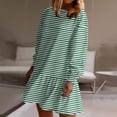 thumbnail image 4 of SMihono Striped Casual Mini Dress for Women Long Sleeve Black and White Shift Dress Crewneck Comfy Fall Fashion Everyday Wear Green 8, 4 of 5