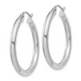 thumbnail image 5 of Primal Silver Sterling Silver Rhodium-plated 3mm Round Hoop Earrings, 5 of 5