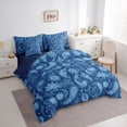 thumbnail image 4 of jejeloiu Paisley Flowers 7-Piece Bedding Comforter Set,Rustic Floral King Bedding Sets,Blue Bohemain Floral Bed Sheets For Men Women,Breathable Home Decor Reversible, 4 of 8