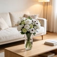 thumbnail image 6 of Artificial Flower Bouquet Mixed Floral Hand Tied Roses Hydrangea Chrysanthemum for Vase Home Wedding Party Living Room Dining Table Decor, 6 of 6