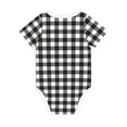 thumbnail image 2 of Daiia Black White Plaid Printed Unisex-Baby Short Sleeve Onesies Bodysuits Baby Climbing Clothes Soft and Comfortable Romper with Expandable Shoulder Design-6 Months, 2 of 8
