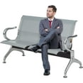 thumbnail image 2 of Kinbor 2-Seat Guest Chairs Office Furniture Reception Waiting Chair Airport Bench Steel Frame, Sliver, 2 of 7