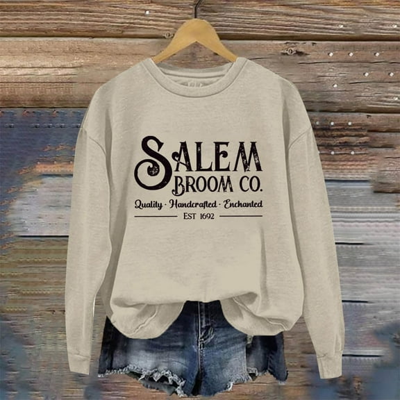 Halloween Sweatshirt for Women Letter Printed Crew Neck Pullover Shirt Long Sleeve Comfy 2025 Fall Winter Fashion Tops