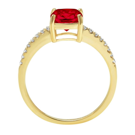 2.7 ct Cushion Cut Natural Garnet Solitaire with Accents Engagement Ring for Women in 18K Yellow Gold