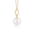 thumbnail image 2 of ANGARA Japanese Akoya Cultured Pearl Pendant with Ornate Bale in 14K Yellow Gold for Women | June Birthstone, Birthday, Anniversary, Jewelry Gift for Women | Pearl Necklace, 2 of 5