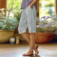 thumbnail image 2 of Charmgo Womens Shorts, Linen Shorts for Women Summer Casual Elastic High Waisted Knee Length Shorts Loose Wide Leg Shorts with Pockets, Summer Shorts for Women Grey XXXXXL, 2 of 5