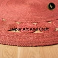 thumbnail image 3 of Jaipur Art And Craft Natural Fiber Round Handmade Reversible Boho Charm Farmhouse Jute Area Rug (9x9 Sq Ft), 3 of 5