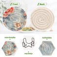 thumbnail image 4 of Haosy Set of 6 Drink Woven Coaster with Holder Heat Resistant Non-Slip Bar Coasters 4 Inches Red White Flower Embroidery, 4 of 7