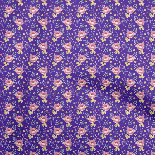 oneOone Viscose Chiffon Blue Fabric Florals Craft Projects Decor Fabric Printed By The Yard 42 Inch Wide