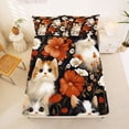 thumbnail image 5 of jejeloiu Cute Cat Wildflower Garden Bed Sheets Kids,Floral Kitten Print King Sheets For Girls,4 Pieces, 5 of 6
