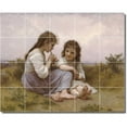thumbnail image 1 of Ceramic Tile Mural-William Bouguereau Children Painting 51. 60" w x 48" h using (20) 12 x 12 ceramic tiles, 1 of 3