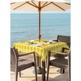 thumbnail image 2 of Outdoor Tablecloth with Umbrella Hole and Zipper, Yellow Bees Gnomes Square Table Cloth 54x54 Inch Waterproof Tablecloth, Spring Floral Plaid Farmhouse Picnic Table Cover for Patio Camping, 2 of 7