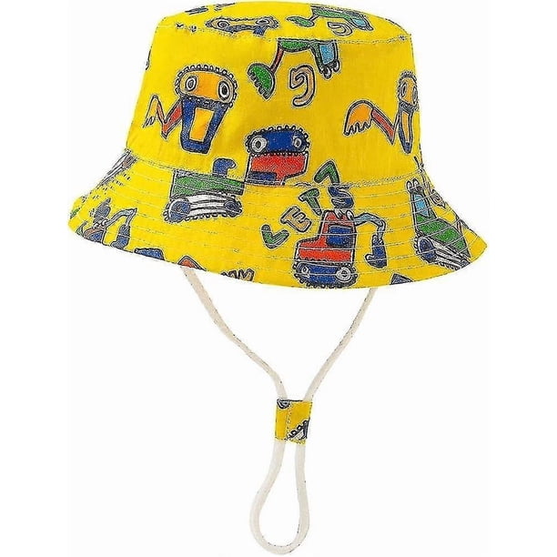 Baby Sun Hat Kids Toddler Boys Beach Sun Protection Hat Summer Play Hats Adjustable Chin Strap Bucket Hat