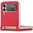thumbnail image 4 of for Samsung Galaxy Z Flip4 Phone Case with Card Holder, PC Hard Shockproof Back Cover Slim Durable Protective PU Leather Phone Case for Samsung Galaxy Z Flip 4 5G PZ Red, 4 of 13