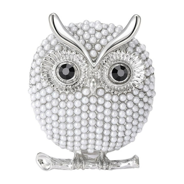 Broche de animal Yuyangstore Decoración de alfiler Broches de búho de perlas gris