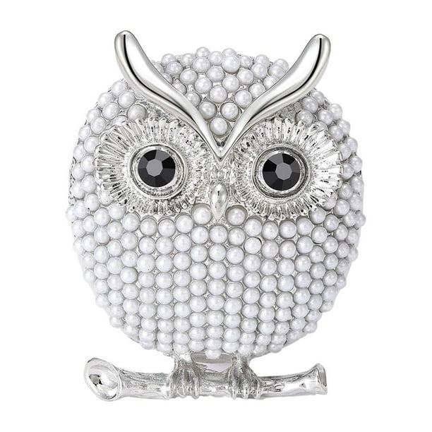 Broche de animales, pájaros, ramo, broches, aleación, decoración, elegantes broches de búho con perlas gris