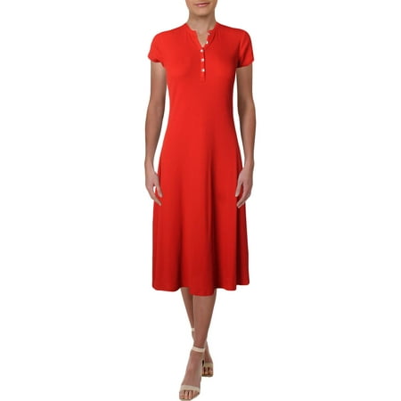 Lauren Ralph Lauren Womens Petites Kasya Daytime Casual T-Shirt Dress Red PS