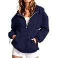 thumbnail image 6 of Lumtrix Womens Zip Up Hoodie Oversized Sweatshirt Soft Fleece Pullovers Comfy Sweatshirts with Pocket Navy L, 6 of 10