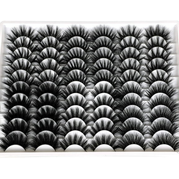 30 Pairs 20MM False Eyelashes Wholesale 6 Styles Mixed Lashes 8D Fluffier Volume Dramatic Faux Mink Eyelashes Thick Full Strip Lashes Pack