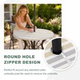 thumbnail image 4 of Round Outdoor Tablecloth with Umbrella Hole and Zipper, Khaki Stripes Tablecloth with Elastic Waterproof, Modern Minimalist Horizontal Ombre Lines Patio Table Covers for 36" - 44" Picnic Pool Tables, 4 of 9