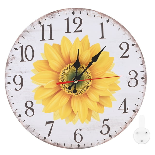 30cm Elegant Style Sunflower Pattern Wall Hanging Clock for Home Office Living Room Decoration