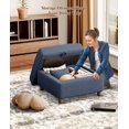 thumbnail image 3 of Kidirect Blue Corduroy Storage Ottoman, 25" Large Living Room Ottoman, Tool-Free Setup Ottomans with Storage, Solid Wood Coffee Table, Comfy Bench for Bedroom, Ottomans for Living Room Home Office, 3 of 16