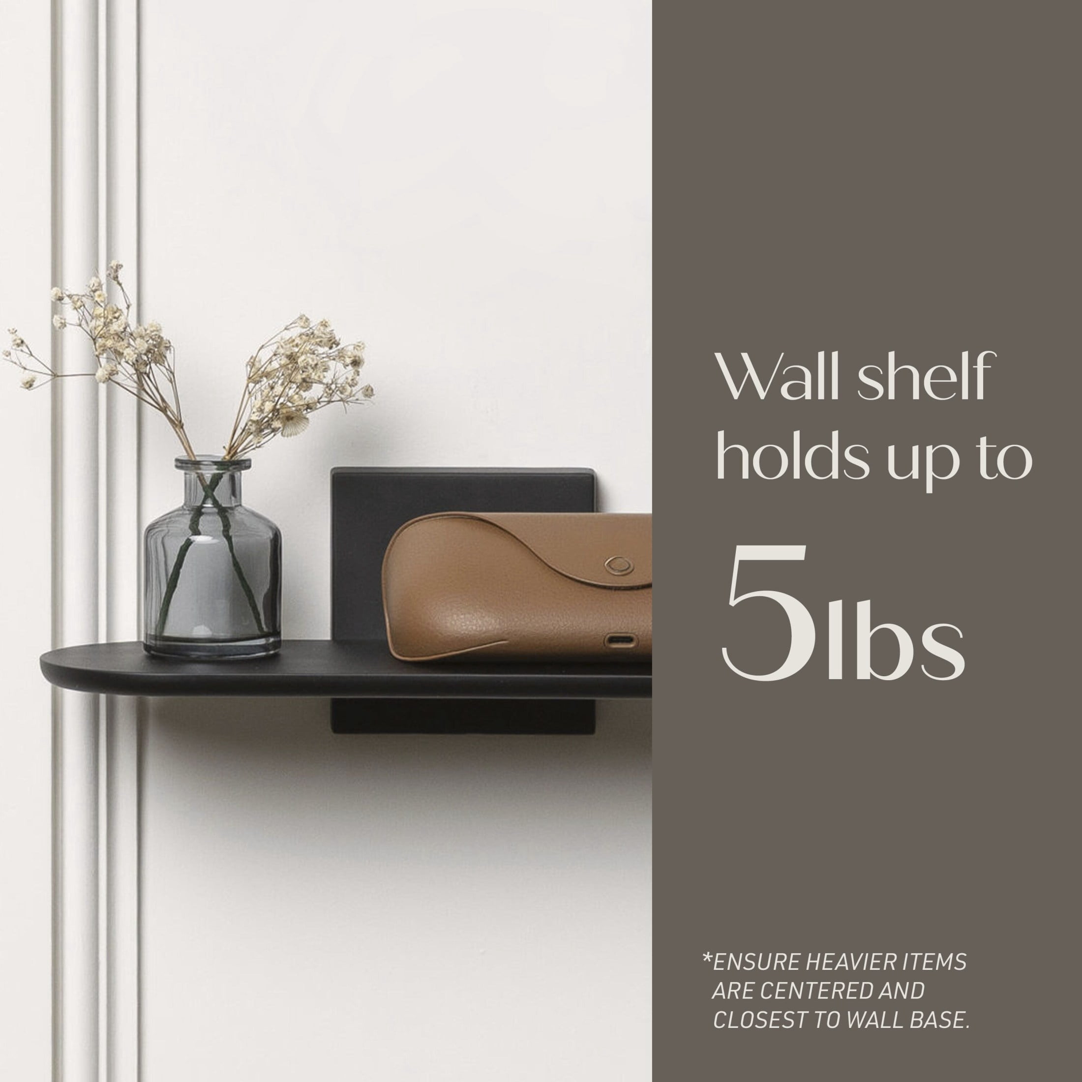 Command Decor Metal Wall Shelf, Matte Black, Holds 5 lbs, 1 Shelf, 8 Large Adhesive Strips