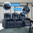 thumbnail image 2 of Weilianda Home Theater Seating Top Grain Nappa Leather Recliner Chair Dual Power Movie Gaming Sofa Electric Headrest with Tray Table Type-C USB Charge Cup Holders (Row of 3), 2 of 8