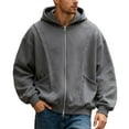 thumbnail image 4 of VNKIDY Men's Solid Color Oversized Hooded Sweatshirt Large Size Fashionable Casual Sports Cardigan Jacket Fall/Winter Male Long Sleeve Autumn Streetwear Trendy, 4 of 5