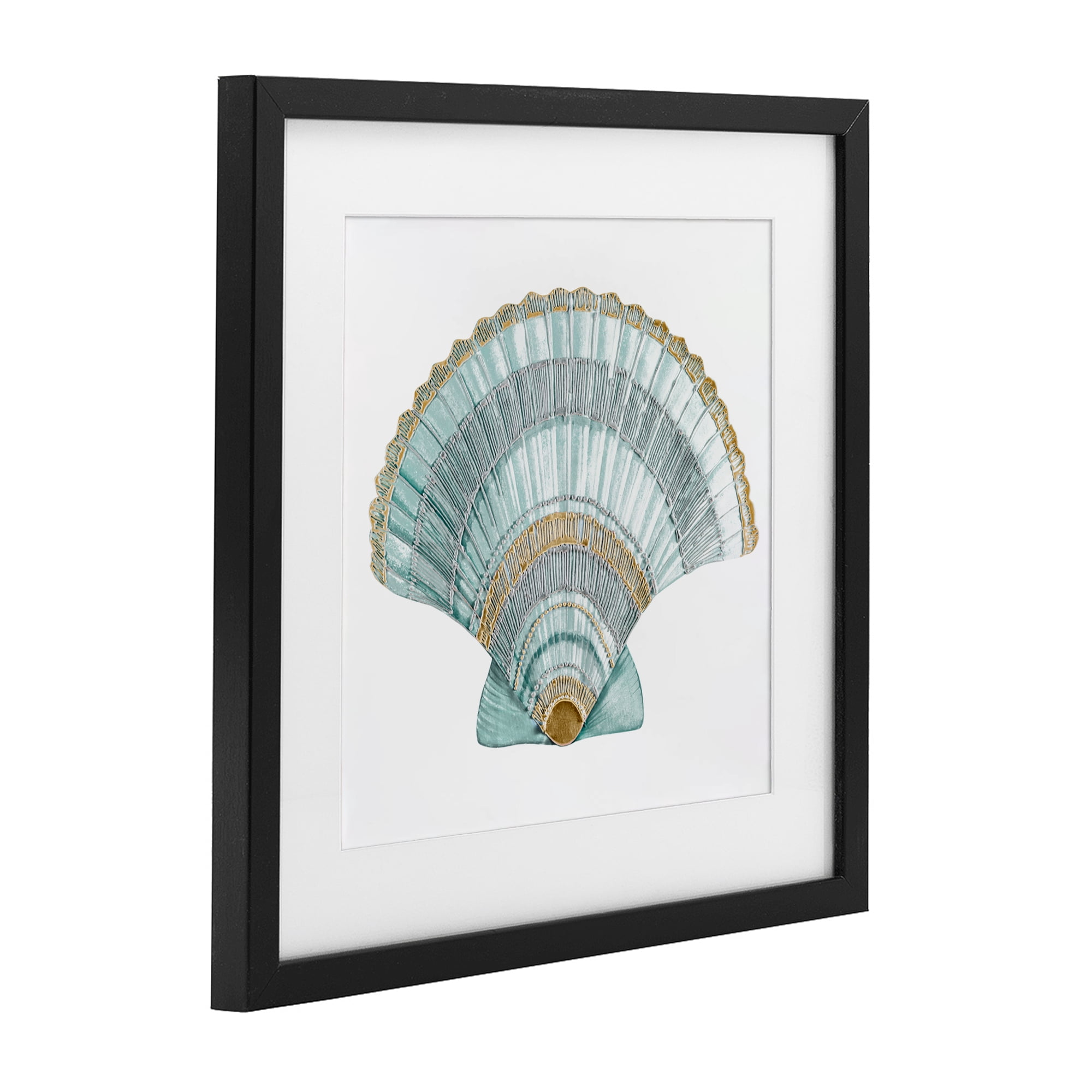 Stupell Industries Regal Shells Scallop Black Framed Print Under Glass, design by Lorenzo Collective