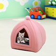 thumbnail image 4 of Bonita cama para gatos, de terciopelo, semicerrada, para perros, sofá para cachorros, cálida y cómoda rosado, 4 of 9