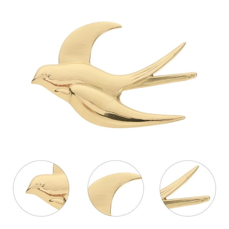 FRCOLOR Lifelike Golden Brass Bird Wall Decor Metal Art for Living Room