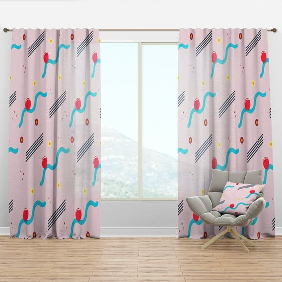 Designart 'Geometrical Abstract Retro Pattern III' Mid-Century Modern Curtain Panel