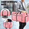 thumbnail image 5 of XUEYU 65L Foldable Duffel Bag Women, 24" Travel Bag with Shoes Compartment, Weekender Bag for Women with Trolley Sleeve for Men and Women Waterproof, Large Duffle Bag for Travel, Pink, 5 of 7