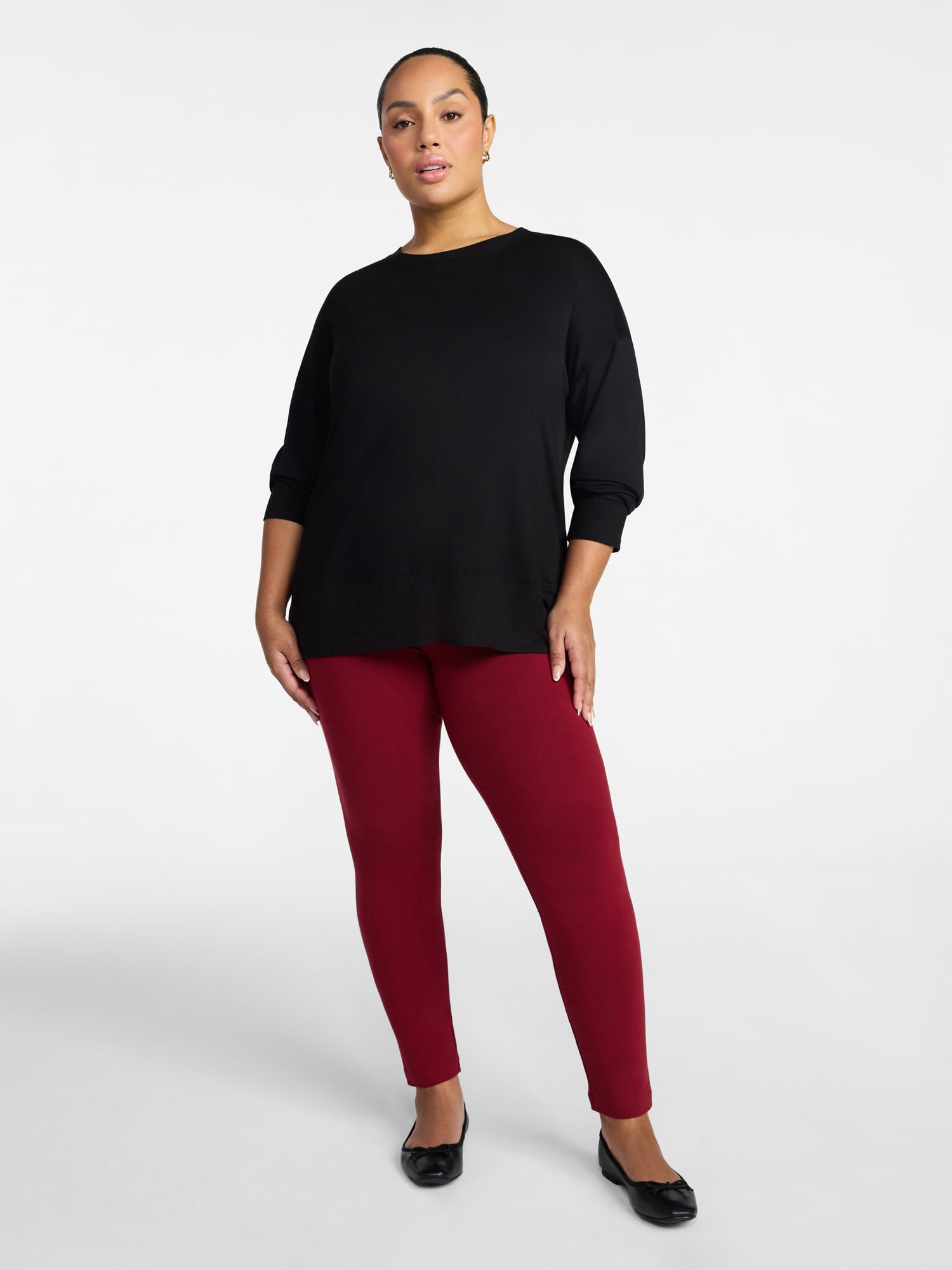 Time and Tru Women's Ankle Length Knit Leggings, 27" Inseam, XS-XXXL