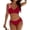Red, variant on Minjewel Women's Bikini Two Piece Set with Swim Trunks,featuring Cutout Strap Details and Sexy Hollow Design,Summer Beachwear for Women,Hot Pink,XL