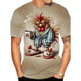 thumbnail image 2 of Men's 3D Rooster Morning Coffee Theme Printed T-Shirt, Soft Polyester Summer Crew Neck T-Shirt Tangent Suitable for Daily Casual Vacation Travel, 2 of 6