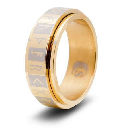 CritSuccess Runes Dice Ring Spinner - Elder Futhark (Size 5 - Stainless Steel - Gold)