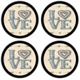 thumbnail image 2 of Silicone Non-Slip Drink Coasters with Removable Printed Absorbent Felt Pad - Set of 4 - Love, 2 of 3