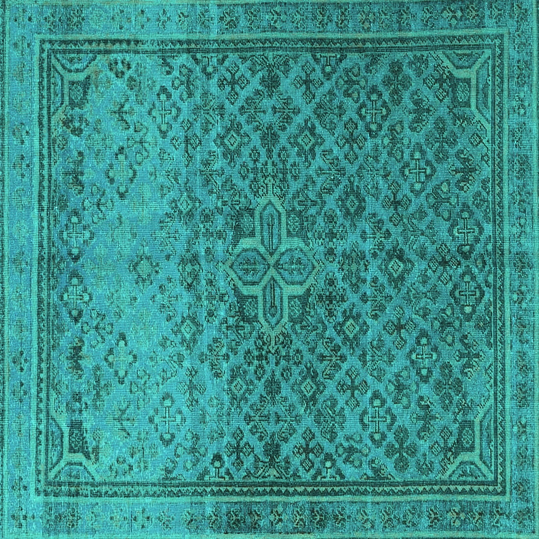 Ahgly Company Indoor Square Persian Turquoise Blue Traditional Area ...