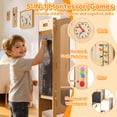 thumbnail image 6 of Keaibuding Foldable 4-in-1 Montessori Toddler Tower with Safety Net, Wooden Learning Tower & 2-Step Kitchen Step Stool Helper for Kids, Adjustable Toddler Stand with Dual-Sided Chalk-Whiteboard, 6 of 9