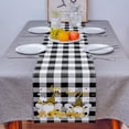 thumbnail image 4 of Table Runner Dresser Scarves 108 Inch Long, Rustic Honey Gnomes Bees on Buffalo Checked Linen Dining Table Runners White Black Tabletop Scarf for Wedding Holiday Party Kitchen, 4 of 7