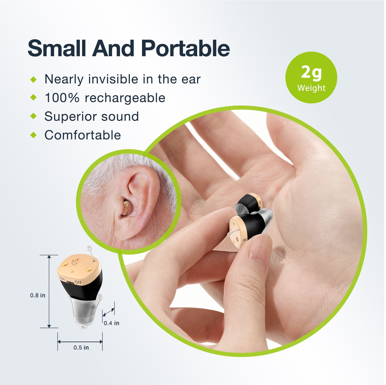 Chosgo K19 Rechargeable Personal Sound Amplifier with Portable Charging Case,Hearing Aids for Seniors with Noise Cancelling(Black)