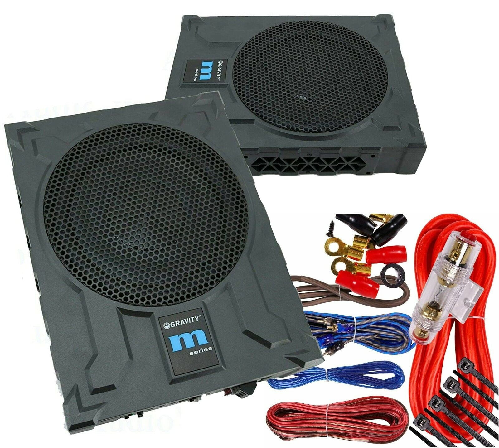 Gravity GRWF10 10" 1200W MAX Power Car Audio Under Seat Subwoofer + Amp